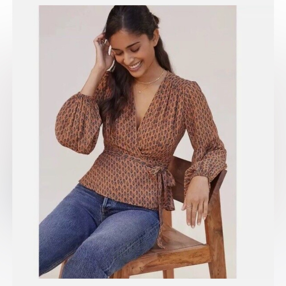🚫SOLD🚫 Anthropologie Porridge Floral Wrap Blouse
